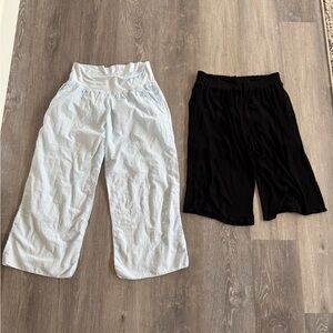 Set of Two - Hard Tail Light Blue & Nine Bird Capri Pants Set Wide Leg - Large